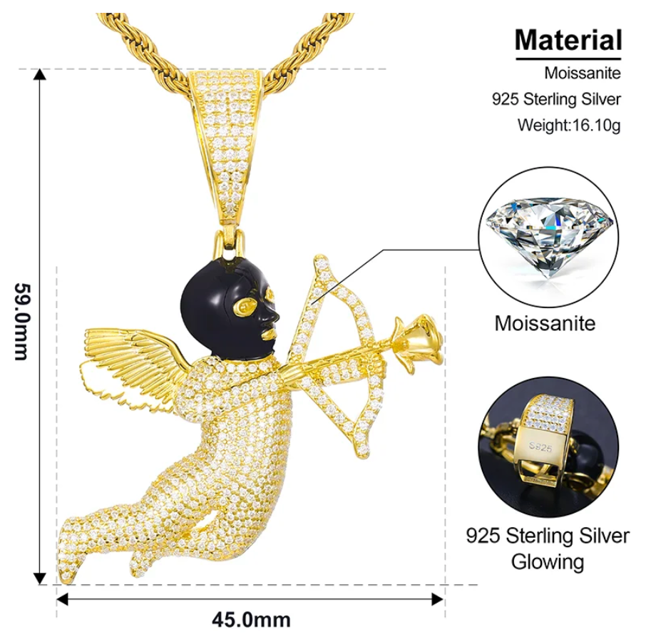 Moissanite Masked Cupid Pendant