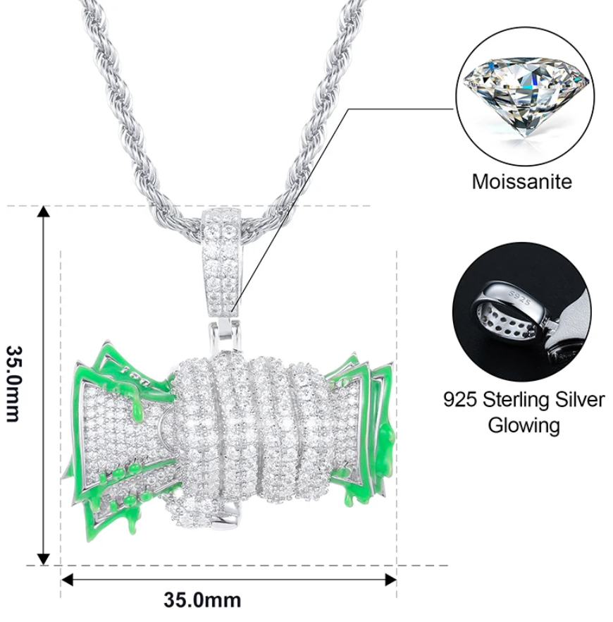 Moissanite Money Grab Pendant (Glow In The Dark)