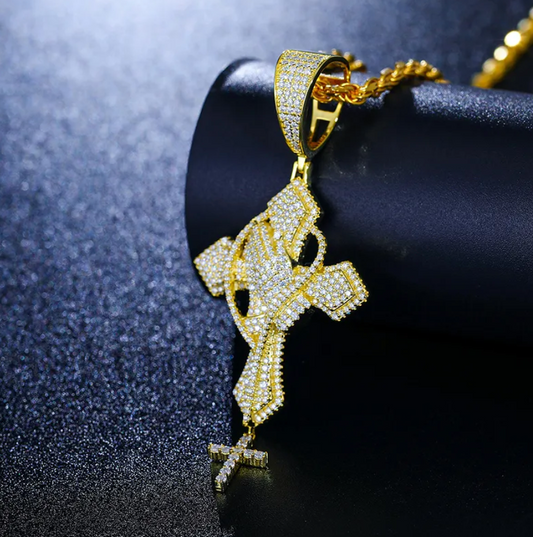 Moissanite Praying Cross Pendant